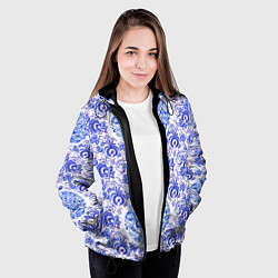 Куртка с капюшоном женская Новогодняя гжель роспись, цвет: 3D-черный — фото 2