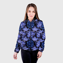 Куртка с капюшоном женская Новогодняя гжель роспись на чёрном фоне, цвет: 3D-черный — фото 2