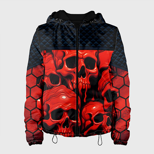 Женская куртка Расплавленные красные черепа стёжка / 3D-Черный – фото 1