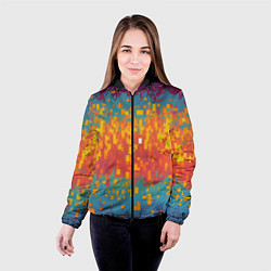 Куртка с капюшоном женская Разноцветные пиксели, цвет: 3D-черный — фото 2