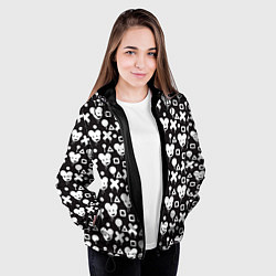 Куртка с капюшоном женская Черно белые фигурки, цвет: 3D-черный — фото 2