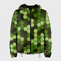 Куртка с капюшоном женская Камуфляж гексагон лесной, цвет: 3D-черный
