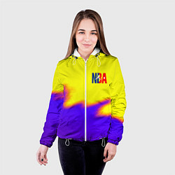 Куртка с капюшоном женская НБА баскетбол краски неоновые желтые, цвет: 3D-белый — фото 2