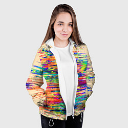 Куртка с капюшоном женская Разноцветный глитч, цвет: 3D-белый — фото 2