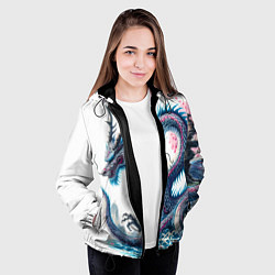 Куртка с капюшоном женская Японский акварельный дракон - ирезуми, цвет: 3D-черный — фото 2