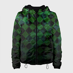 Куртка с капюшоном женская Ромбовой паттерн, цвет: 3D-черный