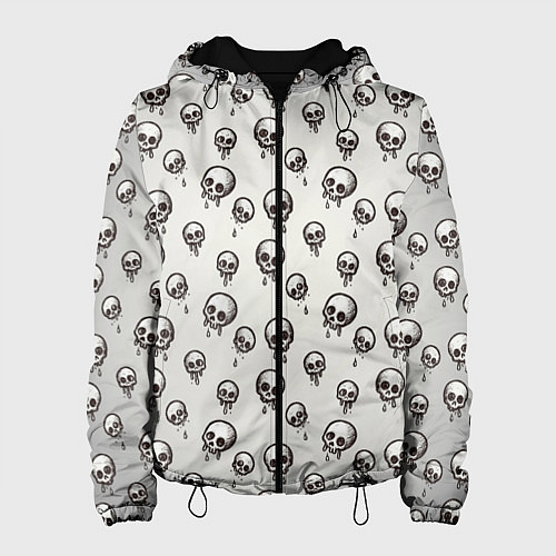 Женская куртка Мультяшные черепки абстрактный паттерн / 3D-Черный – фото 1