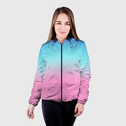 Куртка с капюшоном женская Синий и голубо-розовый градиент, цвет: 3D-черный — фото 2
