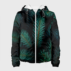 Куртка с капюшоном женская Хвоя - паттерн, цвет: 3D-белый