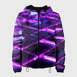 Куртка с капюшоном женская Фиолетовая неоновая плитка, цвет: 3D-черный