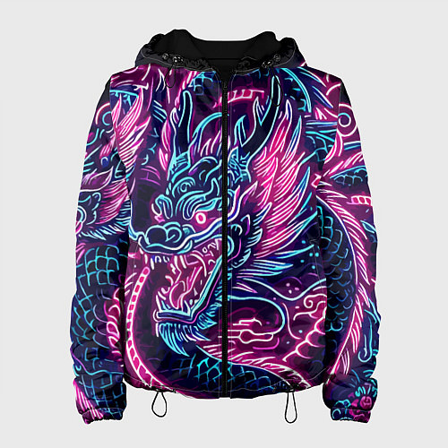 Женская куртка Neon Japanese dragon - irezumi / 3D-Черный – фото 1