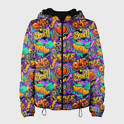 Куртка с капюшоном женская Graffiti style, цвет: 3D-черный