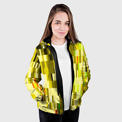 Куртка с капюшоном женская Жёлтый глитч, цвет: 3D-черный — фото 2