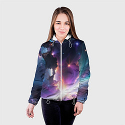 Куртка с капюшоном женская Космическая вспышка, цвет: 3D-белый — фото 2
