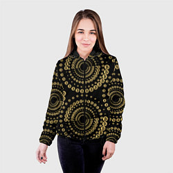 Куртка с капюшоном женская Золотой Биткоин на черном, цвет: 3D-черный — фото 2