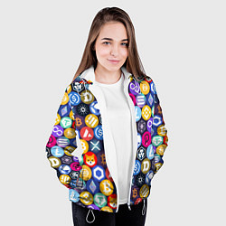 Куртка с капюшоном женская Криптовалюта Биткоин, Эфириум, Тетхер, Солана патт, цвет: 3D-белый — фото 2