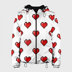 Куртка с капюшоном женская Pixel сердечки, цвет: 3D-черный