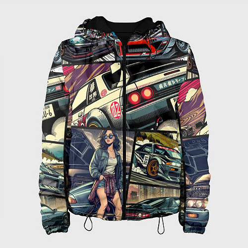 Женская куртка Japanese cars art / 3D-Черный – фото 1