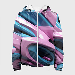 Куртка с капюшоном женская Пластичная абстракция, цвет: 3D-белый