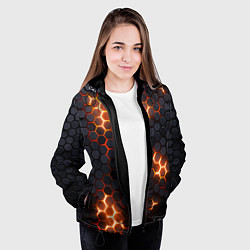 Куртка с капюшоном женская Неоновый желтый, цвет: 3D-черный — фото 2