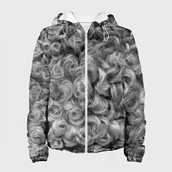 Куртка с капюшоном женская Кудрявая шерсть баранов, цвет: 3D-белый