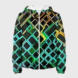 Женская куртка Жёлто-синие квадраты на чёрном фоне