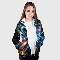 Куртка с капюшоном женская Космос - футуризм, цвет: 3D-белый — фото 2