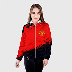 Куртка с капюшоном женская Manchester United colors sport, цвет: 3D-белый — фото 2