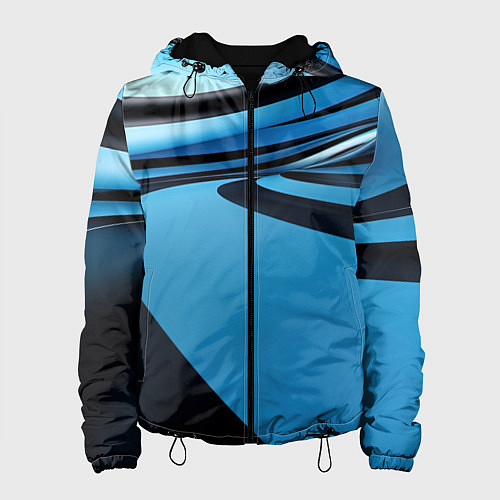 Женская куртка Черная и синяя абстракция в виде волн / 3D-Черный – фото 1