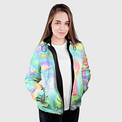 Куртка с капюшоном женская Абстракция смесь красок, цвет: 3D-черный — фото 2