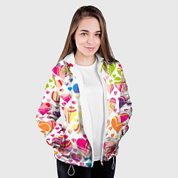 Куртка с капюшоном женская Любовь паттерны, цвет: 3D-белый — фото 2