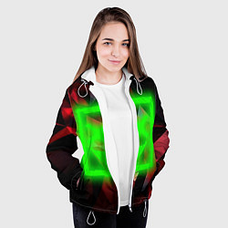 Куртка с капюшоном женская Неоновый квадрат, цвет: 3D-белый — фото 2