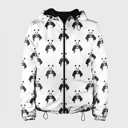 Женская куртка Panda love - pattern / 3D-Черный – фото 1
