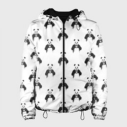Куртка с капюшоном женская Panda love - pattern, цвет: 3D-черный