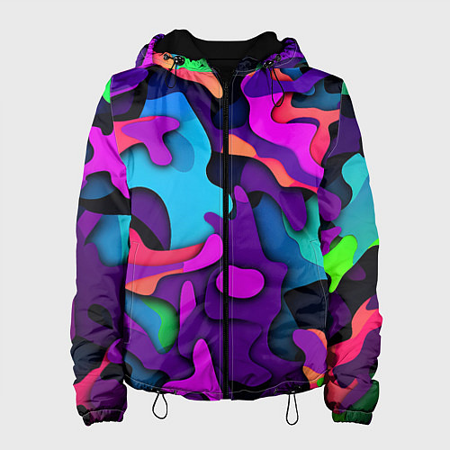 Женская куртка Яркий неоновый камуфляж / 3D-Черный – фото 1