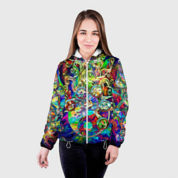 Куртка с капюшоном женская Знаковые пузырьки, цвет: 3D-белый — фото 2