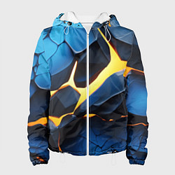 Куртка с капюшоном женская Желтая лава на синих плитах, цвет: 3D-белый
