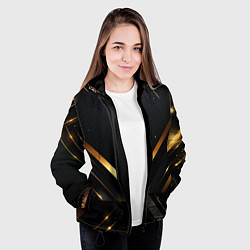 Куртка с капюшоном женская Gold luxury black abstract, цвет: 3D-черный — фото 2