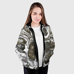 Куртка с капюшоном женская Абстрактный разноцветный узор, цвет: 3D-черный — фото 2