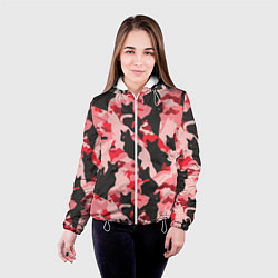 Куртка с капюшоном женская Розовый камуфляж из котов, цвет: 3D-белый — фото 2