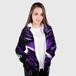 Куртка с капюшоном женская Фиолетовый камень на чёрном фоне, цвет: 3D-белый — фото 2