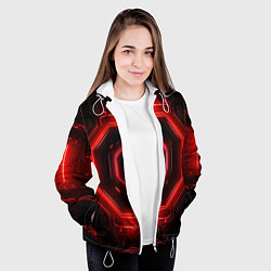 Куртка с капюшоном женская Nvidia style black and red neon, цвет: 3D-белый — фото 2