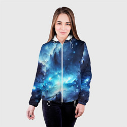 Куртка с капюшоном женская Космический голубой пейзаж, цвет: 3D-белый — фото 2