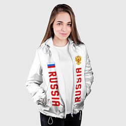 Куртка с капюшоном женская Россия три полоски на белом фоне, цвет: 3D-белый — фото 2