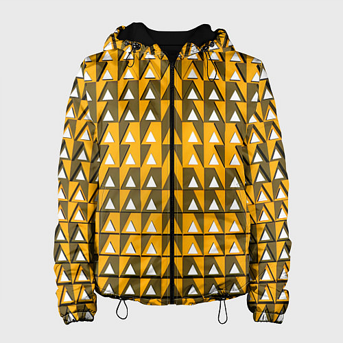 Женская куртка Узор из треугольников жёлтый / 3D-Черный – фото 1