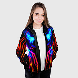 Куртка с капюшоном женская Неоновый киберкостюм, цвет: 3D-черный — фото 2