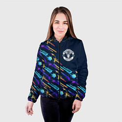 Куртка с капюшоном женская Manchester United градиентные мячи, цвет: 3D-черный — фото 2