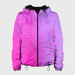 Куртка с капюшоном женская Розовые градиентные линии, цвет: 3D-черный