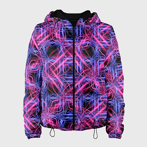 Женская куртка Розово-фиолетовые светящиеся переплетения / 3D-Черный – фото 1