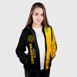 Куртка с капюшоном женская Leicester City - gold gradient по-вертикали, цвет: 3D-черный — фото 2